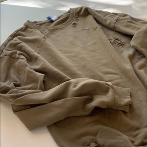 H&M DIVIDED SWEATER WITH DISTRESSING